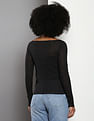 Calvin Klein Sheer Ribbed Long Sleeve Top