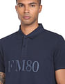 Flying Machine Cotton Pique Typographic Print Polo Shirt