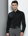 Tommy Hilfiger Men Black Giza Textured Dobby Formal Shirt