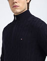 Tommy Hilfiger Classic Cotton Cable Zip Mock Neck Sweatshirt