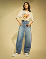 Flying Machine Women K-Street X Upside Down Baggy Balloon Tinted Jeans