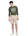 U.S. Polo Assn. Men Green Round Neck Brand Print T-Shirt