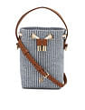Tommy Hilfiger Striped Blue Cotton Sling Bag