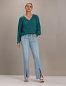U.S. Polo Assn. Women Mock Button Placket Long Sleeve Top