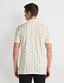 Arrow Sports Ribbed Collar Graphic Print Polo Shirt