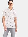 Aeropostale Men White Printed Pique Polo Shirt