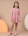 U.S. Polo Assn. Kids Girls Vertical Striped Shirt Dress