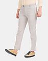 Tommy Hilfiger Men Grey Slim Fit Linen Cotton Casual Trousers