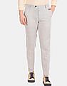 Tommy Hilfiger Men Grey Slim Fit Linen Cotton Casual Trousers