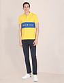 U.S. Polo Assn. Men Yellow Colour Block Cotton Polo Shirt