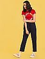 Flying Machine Women Pure Cotton Drawstring Waist Jogger Jeans