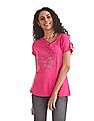 U.S. Polo Assn. Women Roll Up Sleeve Print T-Shirt
