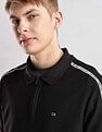 Calvin Klein Jeans Mens Black Solid Polo Shirts