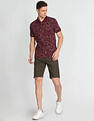 Flying Machine Floral Print Cotton Polo Shirt