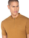 Flying Machine Mock Neck Solid T-Shirt