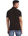 Aeropostale Black Flamingo Embroidered Pique Polo Shirt