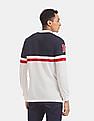 Aeropostale Navy And White Long Sleeve Colour Block Polo Shirt