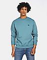 Calvin Klein Men Light Blue Crew Neck Solid Sweatshirt