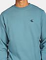 Calvin Klein Men Light Blue Crew Neck Solid Sweatshirt