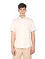 Calvin Klein Men Off White Dot Print Cotton Stretch Casual Shirt